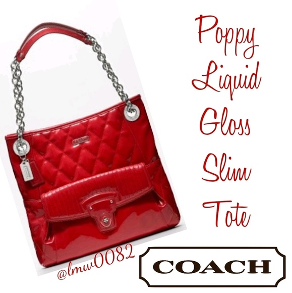 Coach Handbags - Red Hot Coach Poppy Liquid Gloss Slim Tote